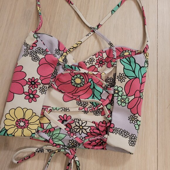 ZARA | Crop Bustier Tank Top Floral | Sz. XS - Picture 7 of 8